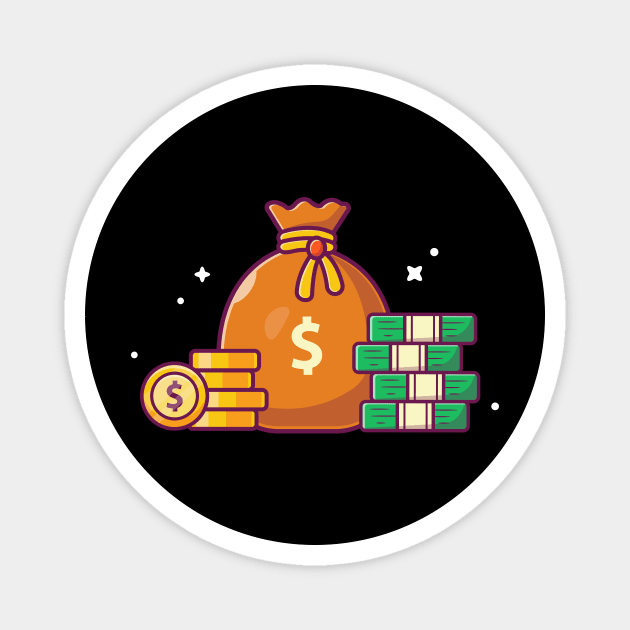 Sack of money with stock of coins cartoon Magnet by Catalyst Labs